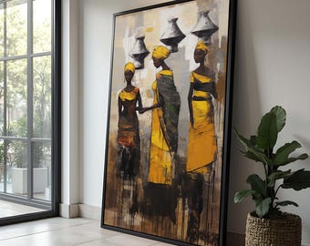 African Women Art: Hand-Painted Tribal Canvas Print