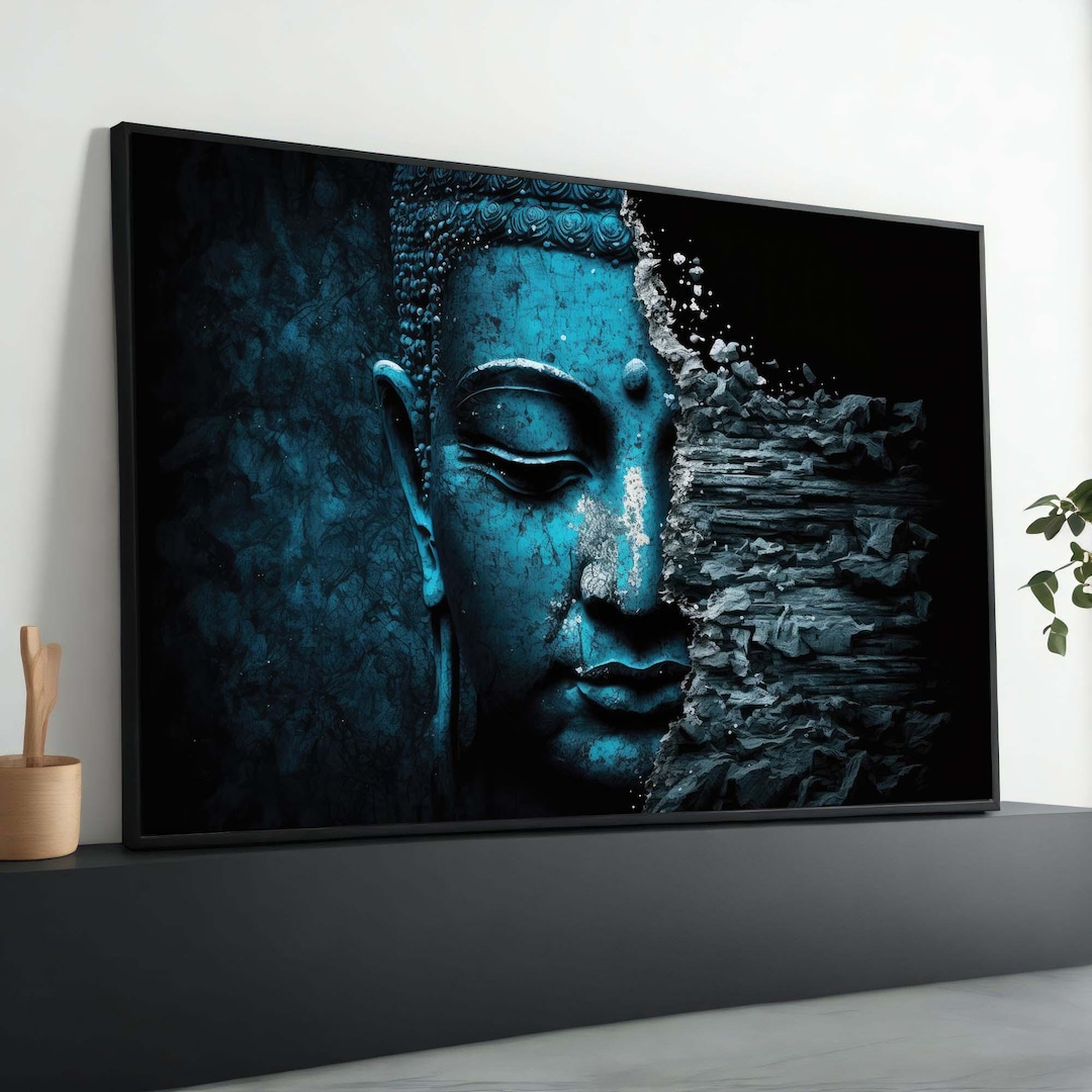 Abstract Buddha Wall Art | Blue Buddha Meditation Painting | Zen ...