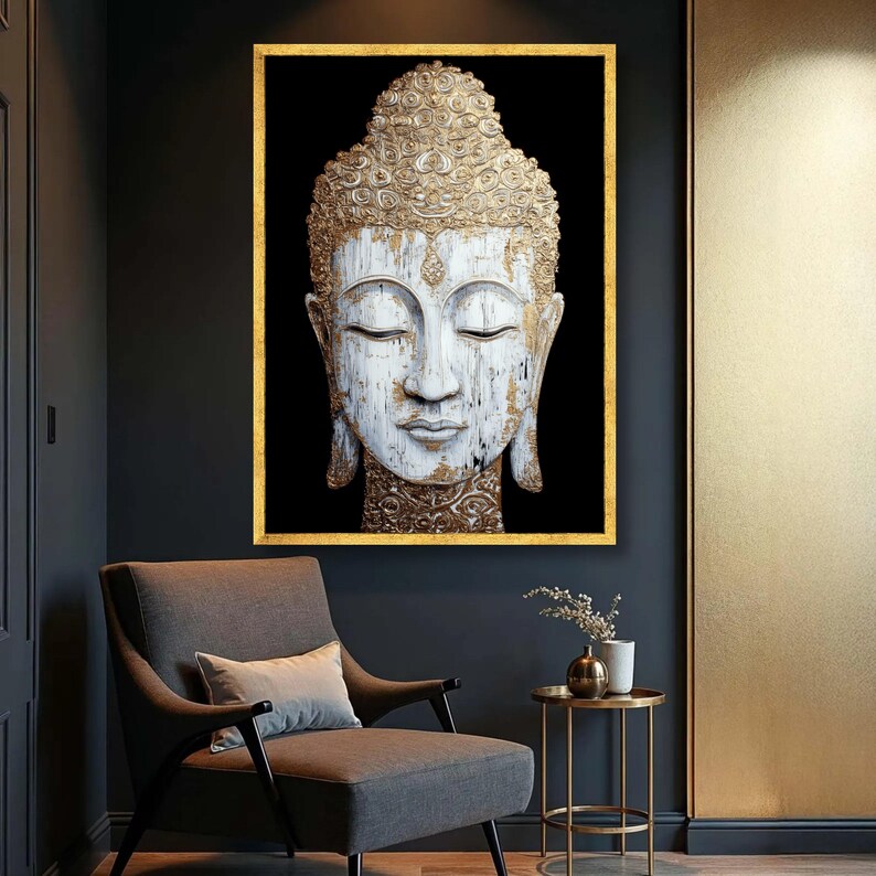 Gold Buddha Face Canvas Art, Tranquil Zen Decor - Etsy UK