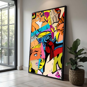 Pop Art Collage Print | Vibrant Retro Comic Style Wall Decor | Colorful Abstract Poster for Modern Home & Office | Gift for Art Lovers
