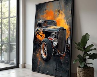 Vintage Muscle Car Canvas Art: Retro Automotive Wall Decor