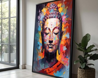 Colorful Buddha Canvas Art: Zen Meditation Wall Decor