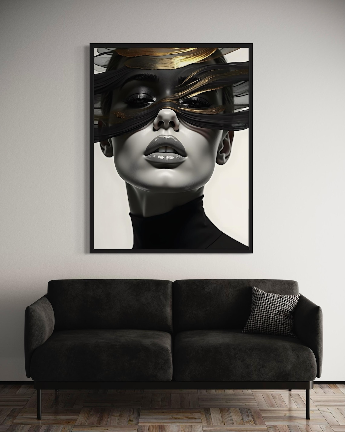 Gold Black Woman Canvas Print: Abstract Modern Wall Art - Etsy