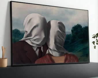 René Magritte 'The Lovers' Surrealist Canvas Art Print
