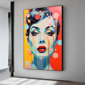 Pop Art Female Portrait Canvas: Bold Modern Wall Decor