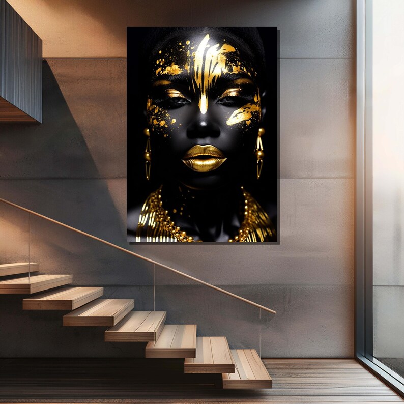 Black and Gold Woman Canvas Art: Luxurious African Portrait - Etsy
