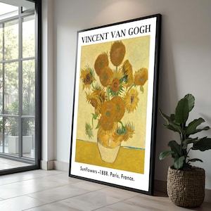 Van Gogh Sunflowers Print | Famous Impressionist Artwork | Classic Floral Wall Decor | Sunflower Art for Home | Gift for Art Lovers