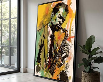 Jazz Saxophonist Canvas Print: Abstract Musician Illustration