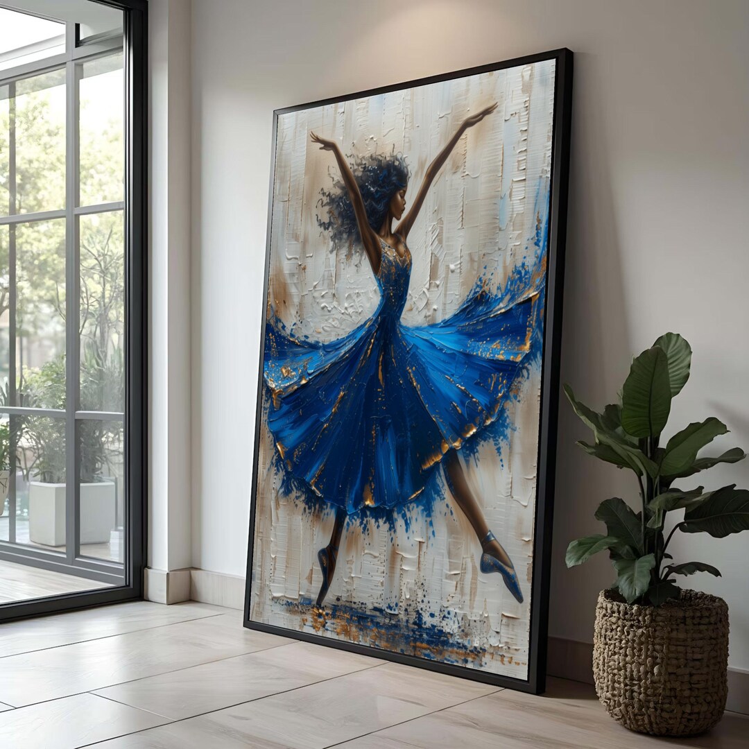 Blue Ballerina Canvas Wall Art: Elegant Ballet Painting, Modern Home ...