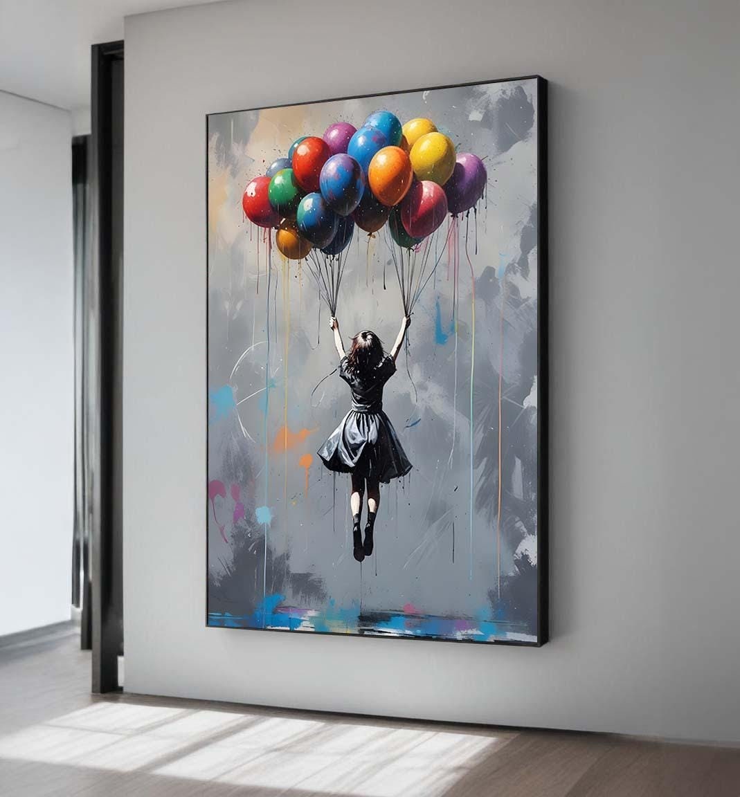 Banksy Balloon Canvas, Colorful Balloon Girl Canvas, Uplifting Street Art, Modern Wall Art, Vibrant Urban Decor, Ready to Hang