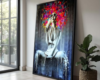 Colorful Graffiti Woman Canvas Print: Bold Street Art Wall Decor