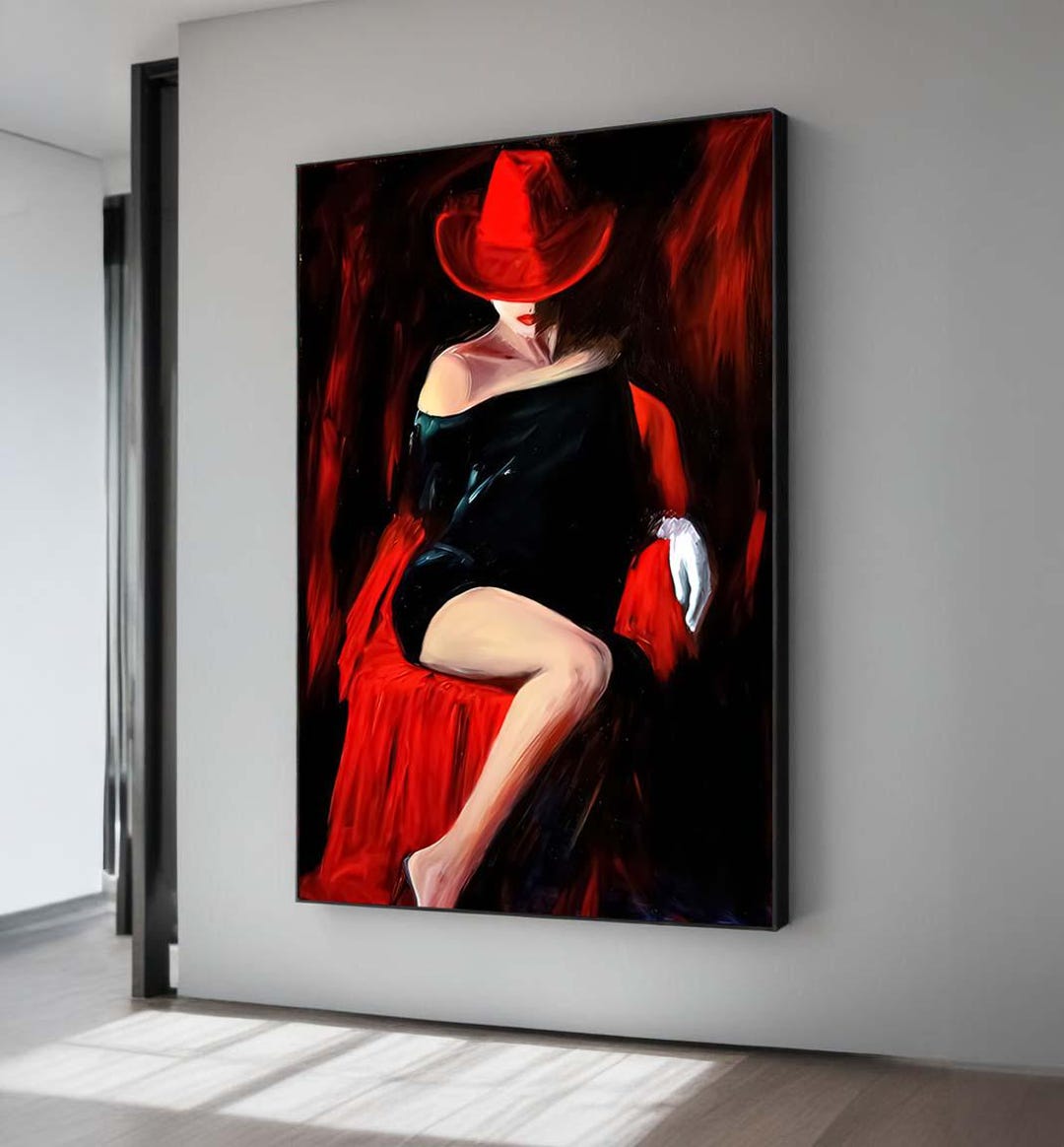 Lady in Red Hat Canvas Print: Sensual Woman Art, Glamour Wall Decor - Etsy
