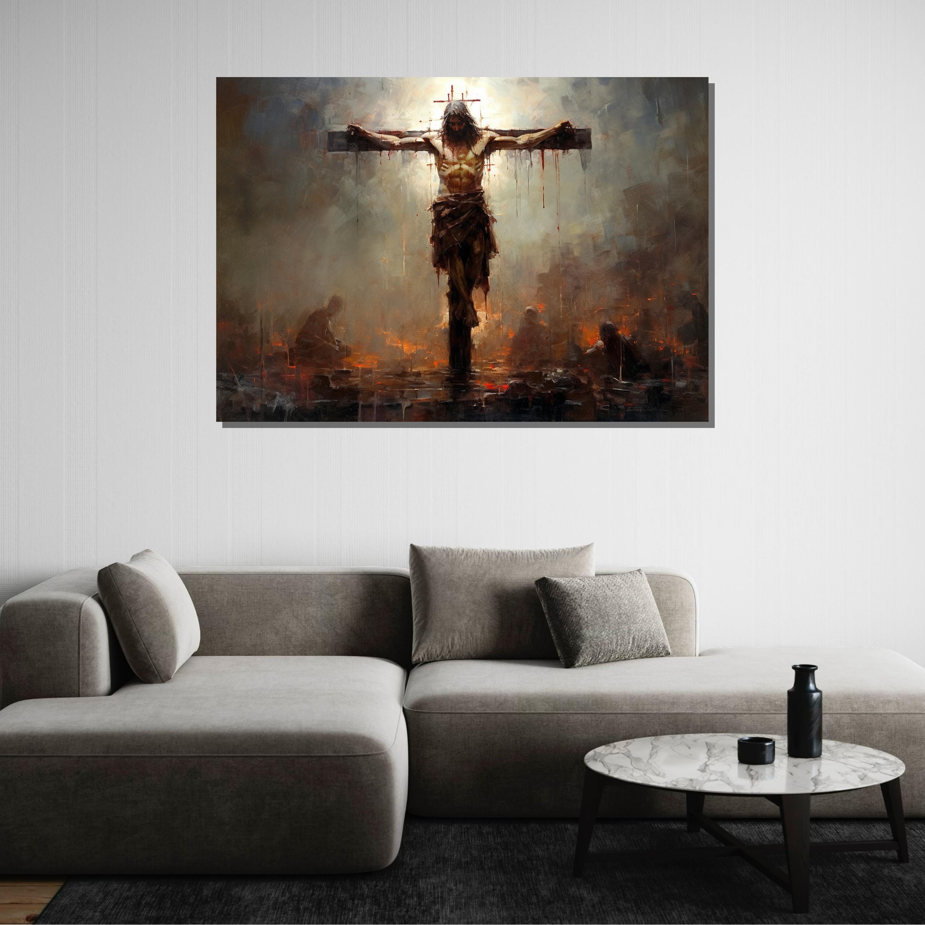 Crucifixion Canvas Print: Jesus on the Cross, Christian Wall Art - Etsy