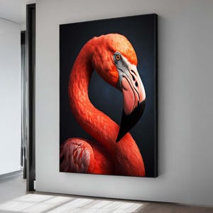 Vibrant Flamingo Portrait Canvas - Tropical Bird Wall Art - Bold Pink Flamingo Decor - Realistic Wildlife Print - Exotic Bird Lovers Gift