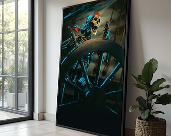 Spooky Pirate Skeleton Canvas Print: Nautical Halloween Decor