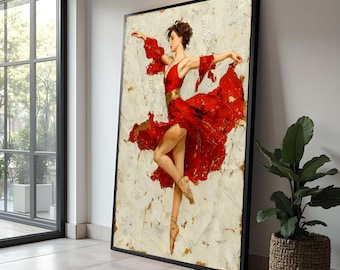Ballerina in Red Dress Canvas Painting: Elegant Wall Art for Dance Lovers,  Perfect Ballet Dancer Gift - Etsy