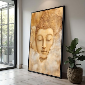 Gold Buddha Canvas Art | Abstract Meditation Wall Decor | Zen Spiritual Artwork | Vibrant BuddhaPortrait | Peaceful Gift for Yoga Lovers