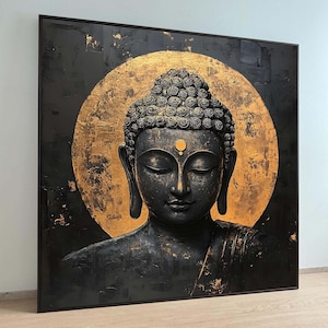 Black and Gold Buddha Canvas – Modern Zen Wall Art - Etsy