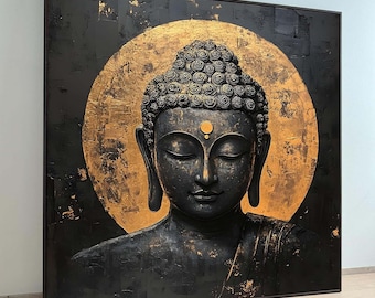 黒と金の仏像キャンバス – モダンな禅の壁アート - Etsy 日本