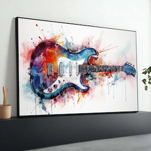 Electric Guitar Canvas Art: Abstract Music Painting, Modern Rock Decor