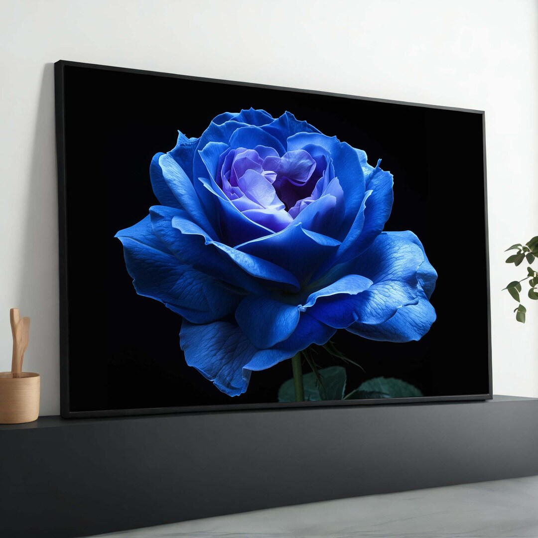 Blue Rose Fine Art Print - Realistic Floral Wall Decor - Botanical ...