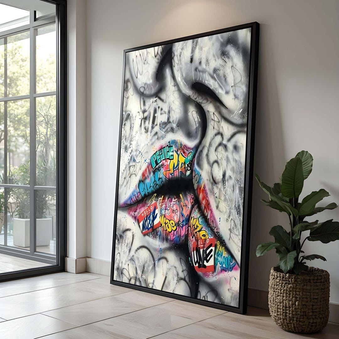 Graffiti Lips Canvas Print: Urban Street Art Wall Decor - Etsy
