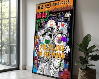 Graffiti Astronaut Canvas Print: Urban Pop Art Wall Decor