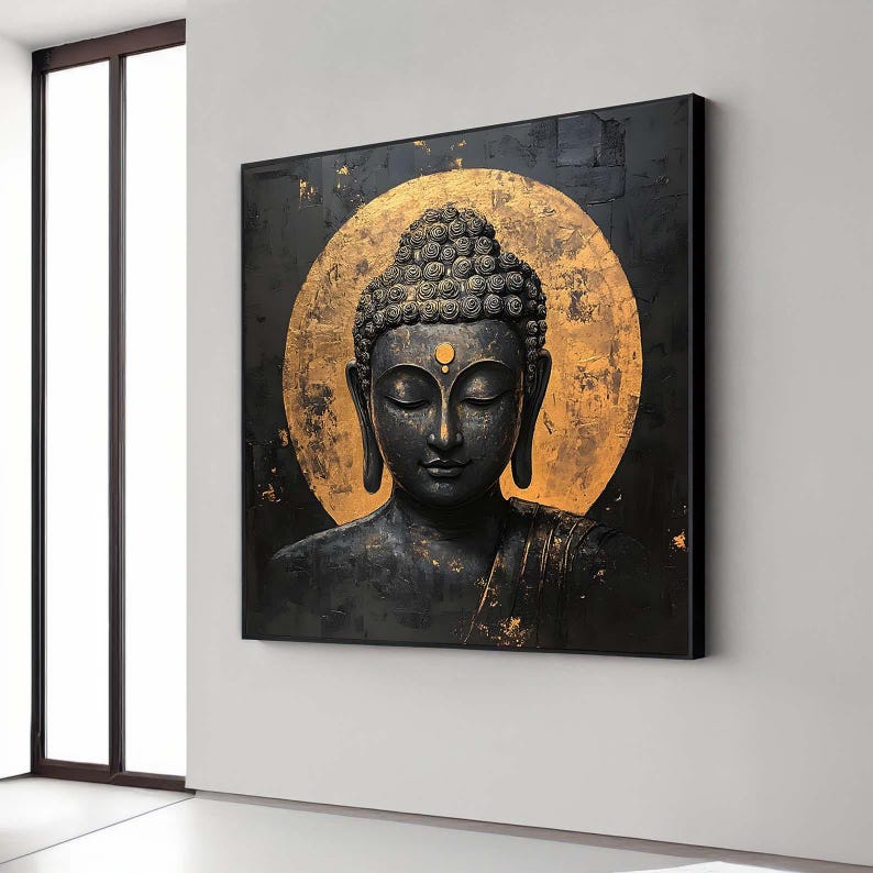 Black and Gold Buddha Canvas – Modern Zen Wall Art - Etsy