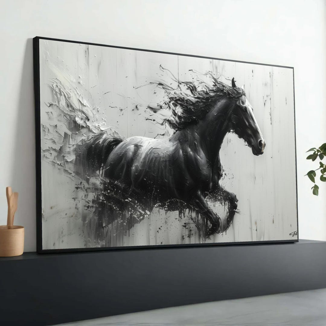 Abstract Black Horse Canvas Print: Modern Equestrian Wall Art - Etsy