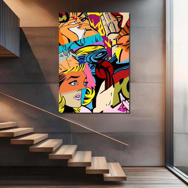 Pop Art Canvas Print: Retro Comic Collage, Modern Wall Decor - Etsy