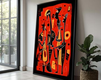 Abstract Jazz Band Canvas Print: Mid-Century Modern Musical Wall Art