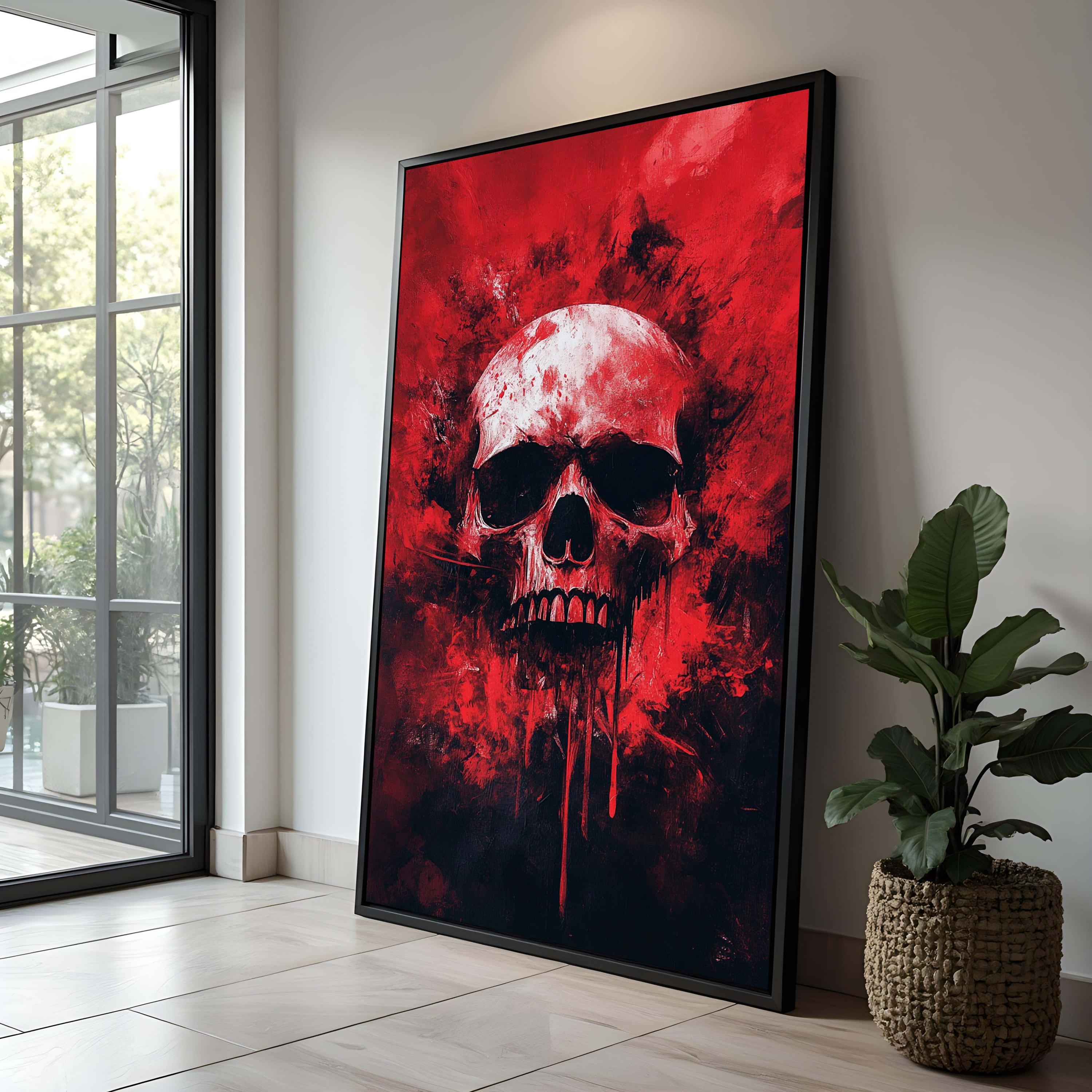 Red Skull Canvas Art: Gothic Horror Decor, Macabre Gift - Etsy