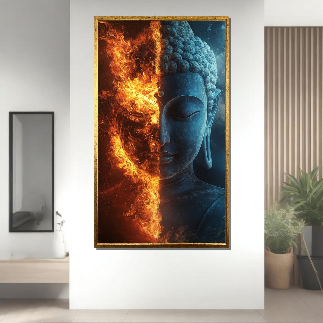 Fire and Ice Buddha Canvas Print: Spiritual Zen Wall Art - Etsy