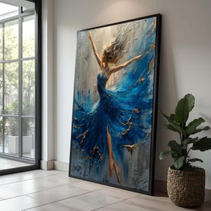 Elegante canvaskunst ballerina: abstract balletschilderij, modern interieur