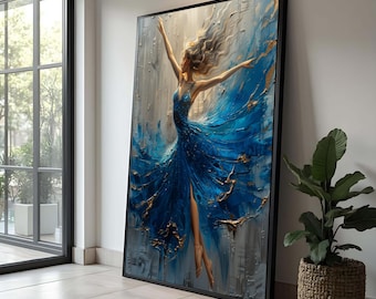 Elegant Ballerina Canvas Art: Abstract Ballet Painting, Modern Home Decor
