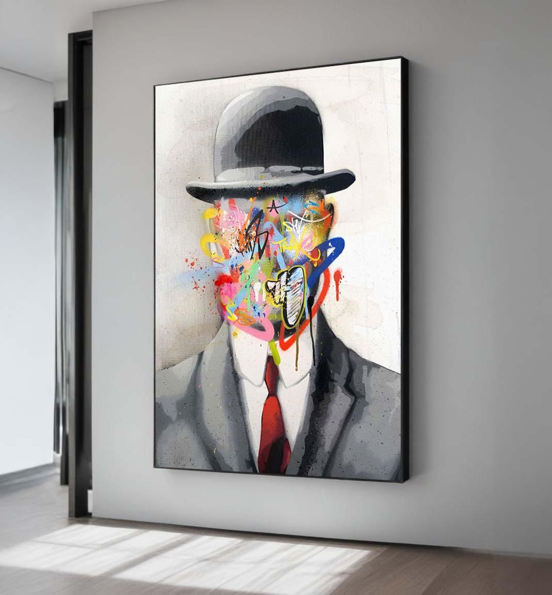 Abstract Man in Bowler Hat Art Print: Colorful Graffiti Surrealist ...