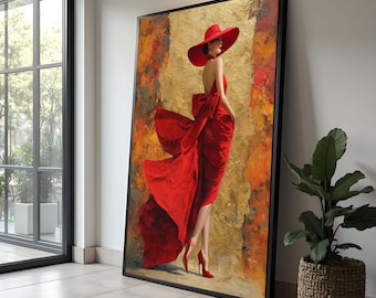 Woman in Red Dress Canvas Painting - Elegant Fashion Wall Art for Modern  Home Decor, Ideal Chic Gift - Etsy