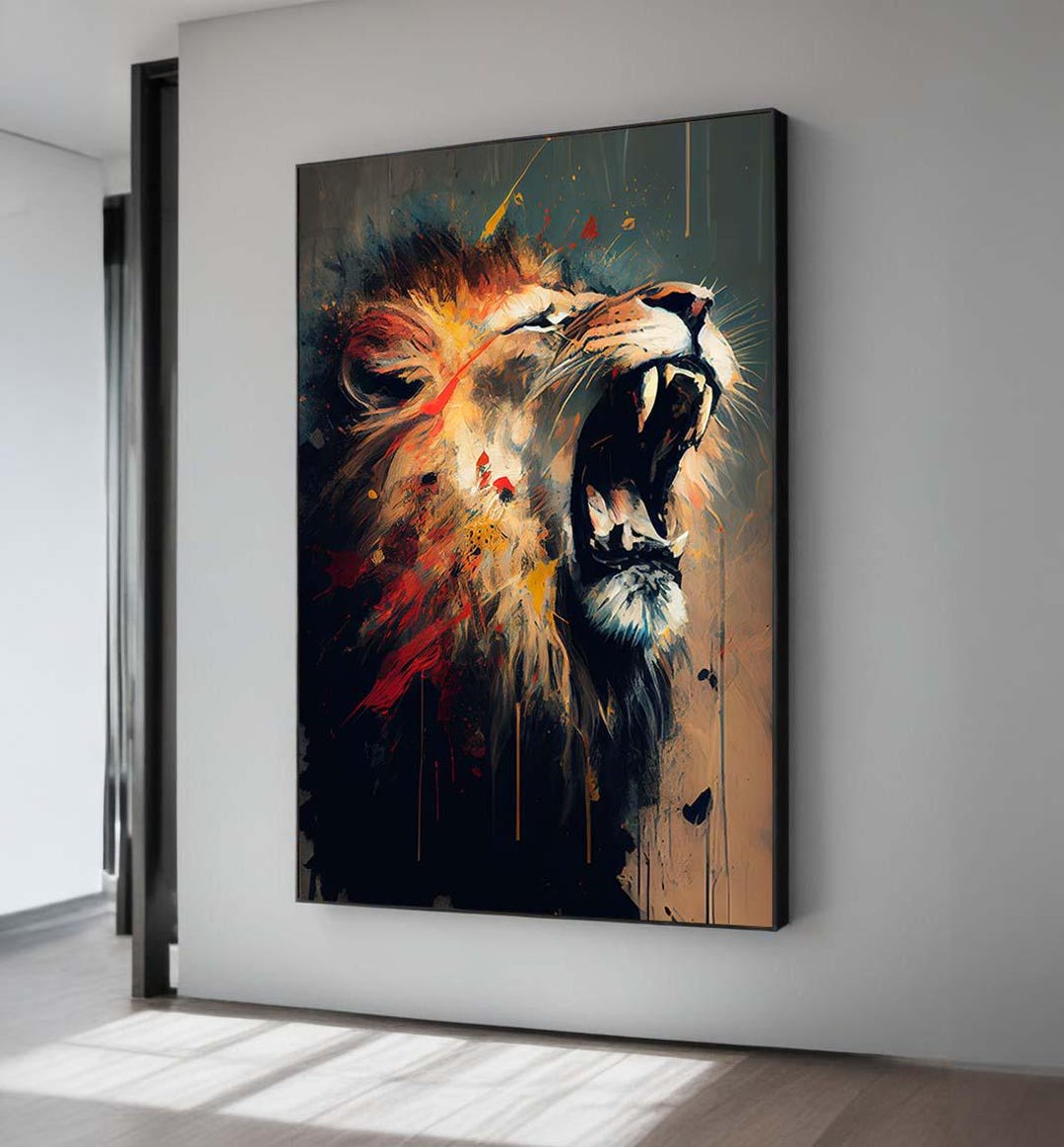 Roaring Lion Canvas Print: Bold Abstract Animal Wall Art - Etsy