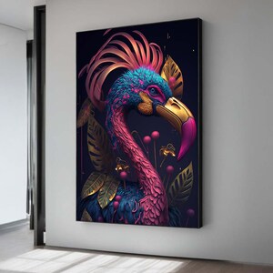 Exotic Bird Fantasy Art - Colorful Tropical Wildlife Wall Decor - Vibrant Bird Canvas Print - Unique Nature Lovers Gift - Fantasy Animal Art