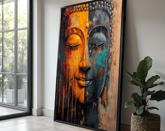 Colorful Buddha Canvas Art: Abstract Zen Meditation Decor
