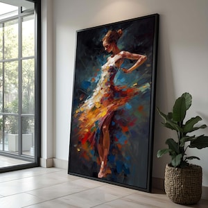 Abstract Dancer Canvas Art | Colorful Ballet Painting | Modern Dance Wall Decor | Elegant Female Figure | Dance Lover Gift