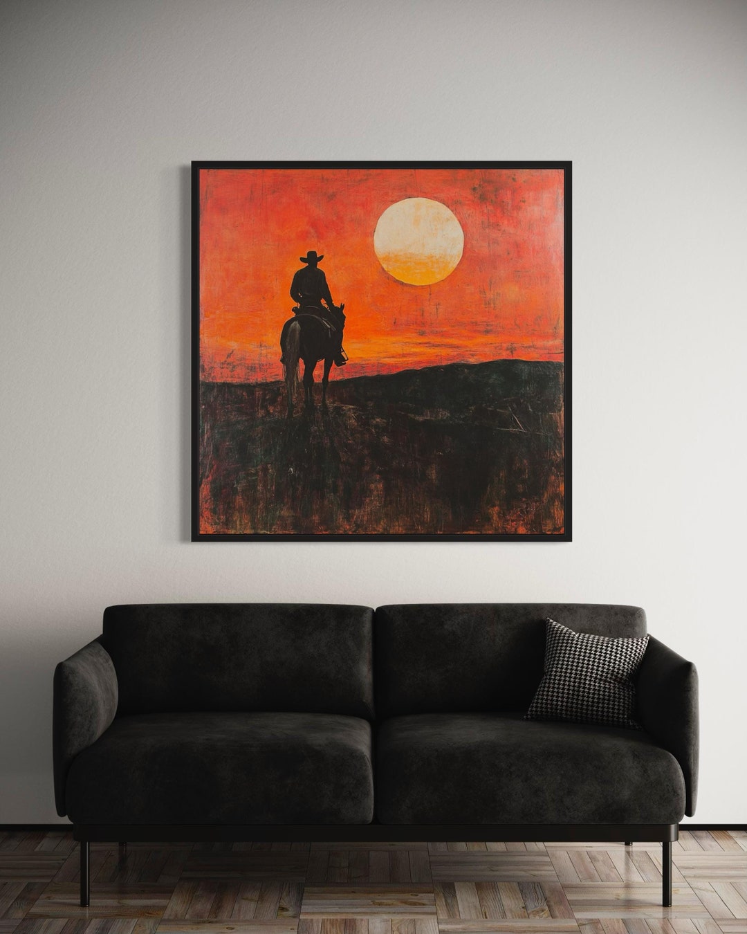 Cowboy Sunset Canvas Print: Lone Rider Western Wall Art - Etsy