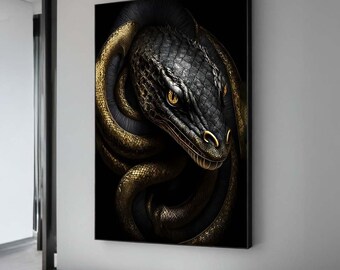 Lámina artística de la Serpiente Dorada: Decoración de pared con reptiles exóticos