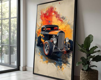Vintage Muscle Car Canvas Art: Retro Automotive Wall Decor