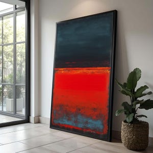 Bold Abstract Canvas Wall Art, Mark Rothko Large Color Field Painting, Modern Red and Blue Canvas, Contemporary Home Decor Luxury Home Decor