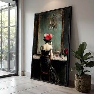 Victorian Lady at Vanity Canvas Print: Elegant Romantic Wall Art