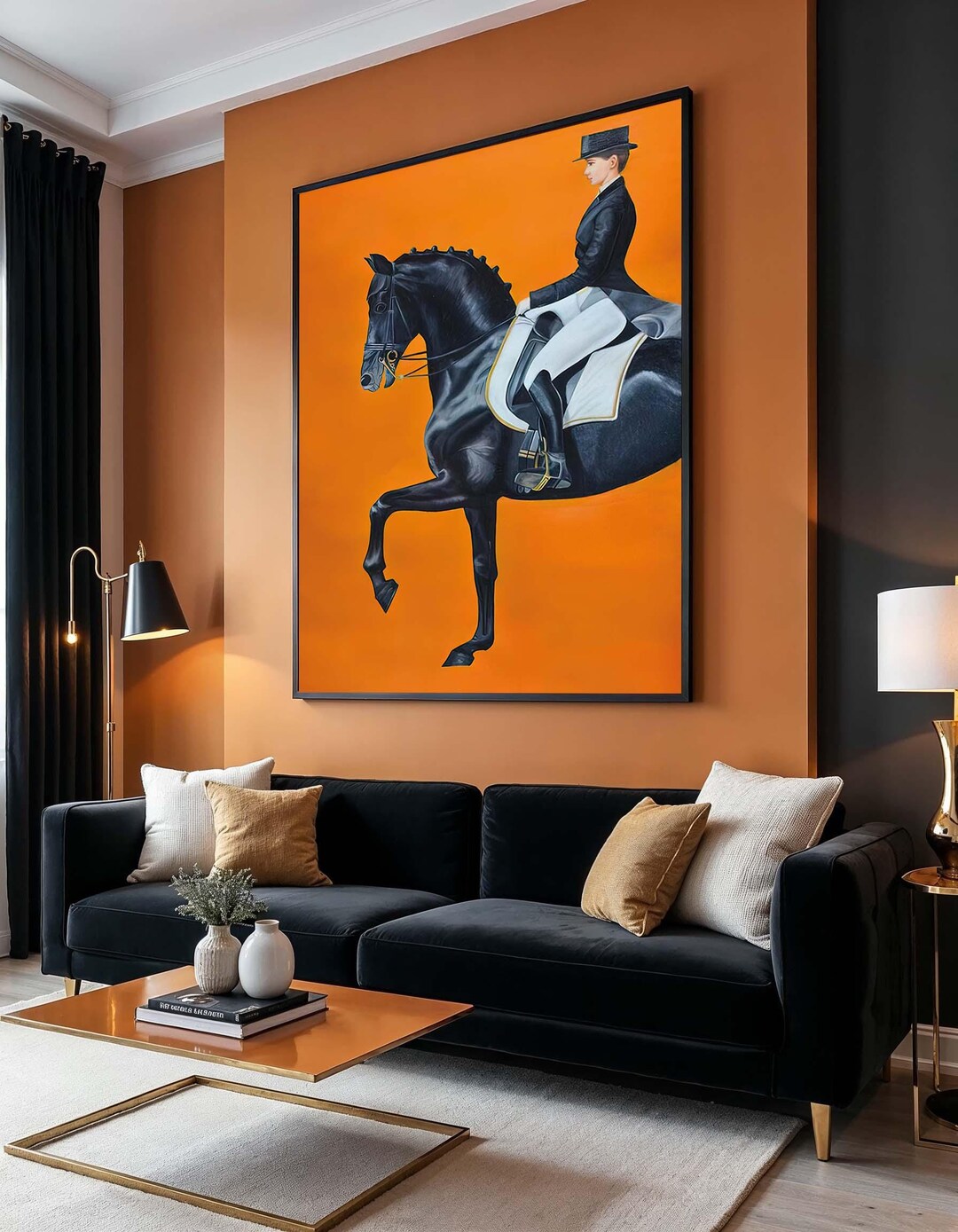 Black Horse Rider Canvas Art: Modern Equestrian Wall Decor - Etsy
