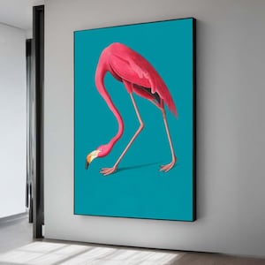 Minimalist Pink Flamingo Art - Tropical Bird Canvas - Elegant Flamingo Wall Decor - Simple Modern Flamingo Print - Animal Lovers Gift
