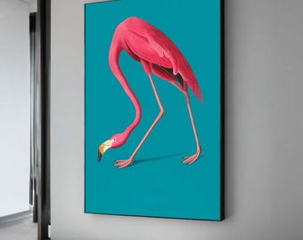 Minimalist Pink Flamingo Canvas Print: Tropical Wall Decor
