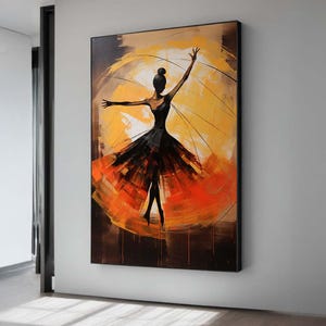 Abstract Ballerina Canvas Art: Fiery Dance Painting